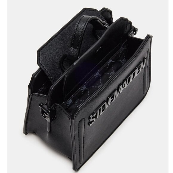 NWT STEVE MADDEN BEVELYN MINI SATCHEL CROSSBODY BAG W AIRPOD CASE BLACK - Picture 7 of 7